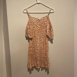 Orange Floral Off-the-Shoulder Strappy Sundress